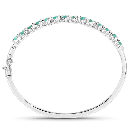 2.66 Carat Genuine Zambian Emerald .925 Sterling Silver Bangle  DestGlow