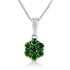 .925 Sterling Silver 1/2 Cttw Prong Set Treated Green Diamond Floral Cluster 18" Pendant Necklace (Green Color, I1-I2 Clarity) by Bids.com