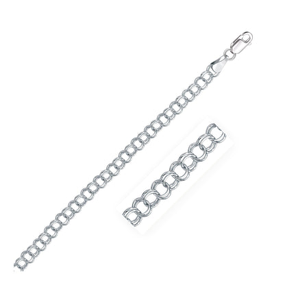 5.0 mm 14k White Gold Solid Double Link Charm Bracelet  DestGlow