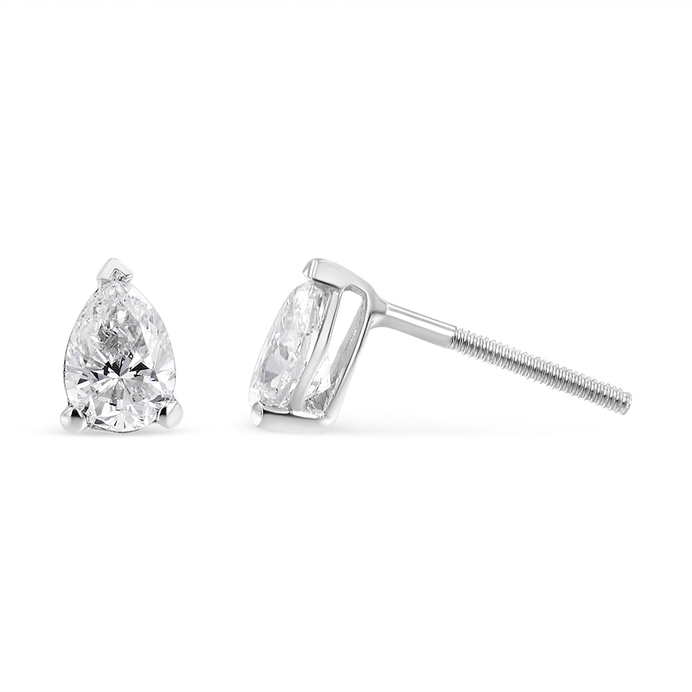 14K White Gold 1/2 Cttw Pear Shape Solitaire Lab Grown Diamond Stud Earrings (F-G Color, VS2-SI1 Clarity) by Bids.com