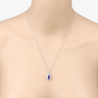 2.56 Carat Genuine Tanzanite and White Diamond 14K White Gold Pendant by Bids.com