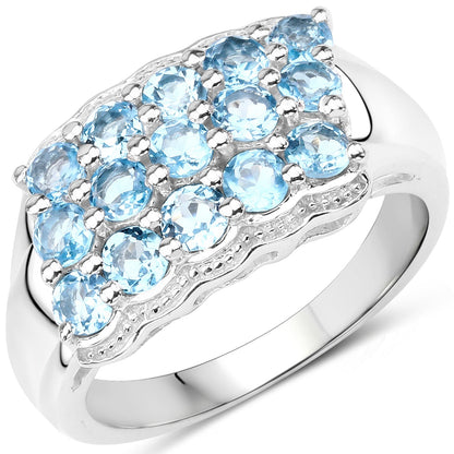 1.50 Carat Genuine Swiss Blue Topaz .925 Sterling Silver Ring  DestGlow
