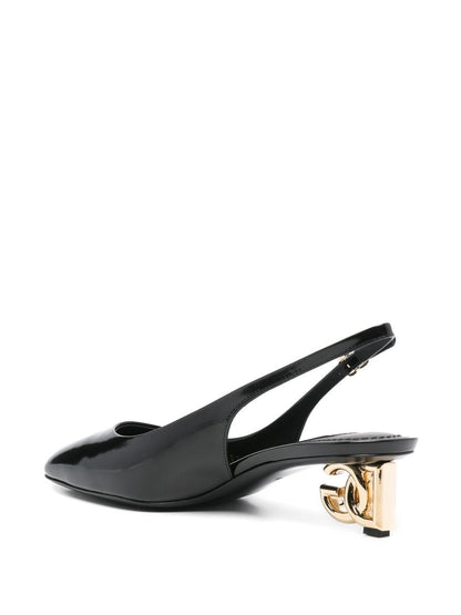 Dolce &amp; Gabbana Women Logo-Heel Patent Leather Slingback Pumps by Luosophy