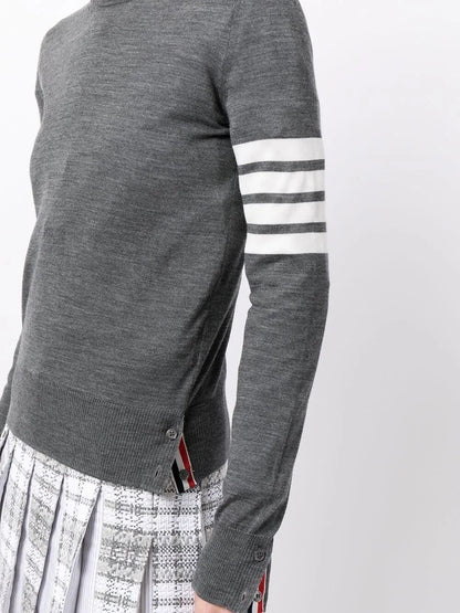 Thom Browne Women Wool 4-Bar Relaxed Pullover by Luosophy