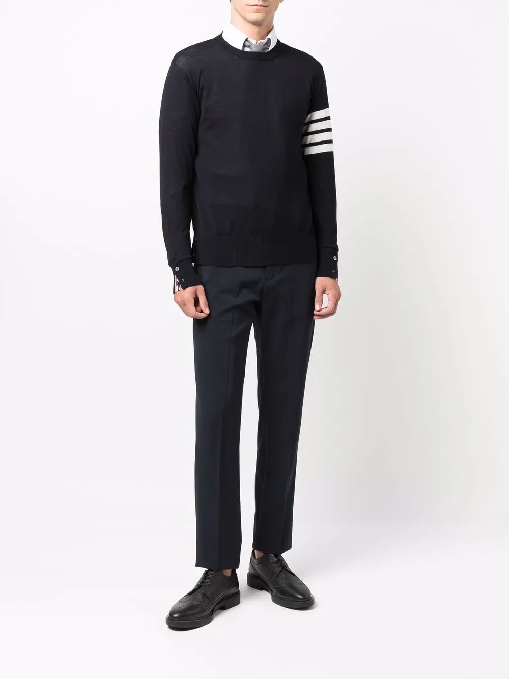 Thom Browne Men Wool 4-Bar Pullover by Luosophy