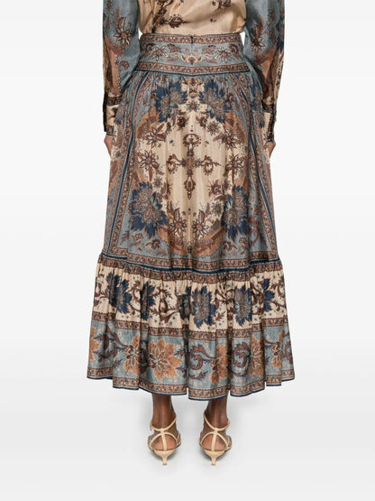 Zimmermann Women Ascension Tiered Midi Skirt by Luosophy