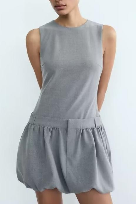 Women Wide Swing round Neck Sleeveless Short Version Dress Puffy dress by Ragazza