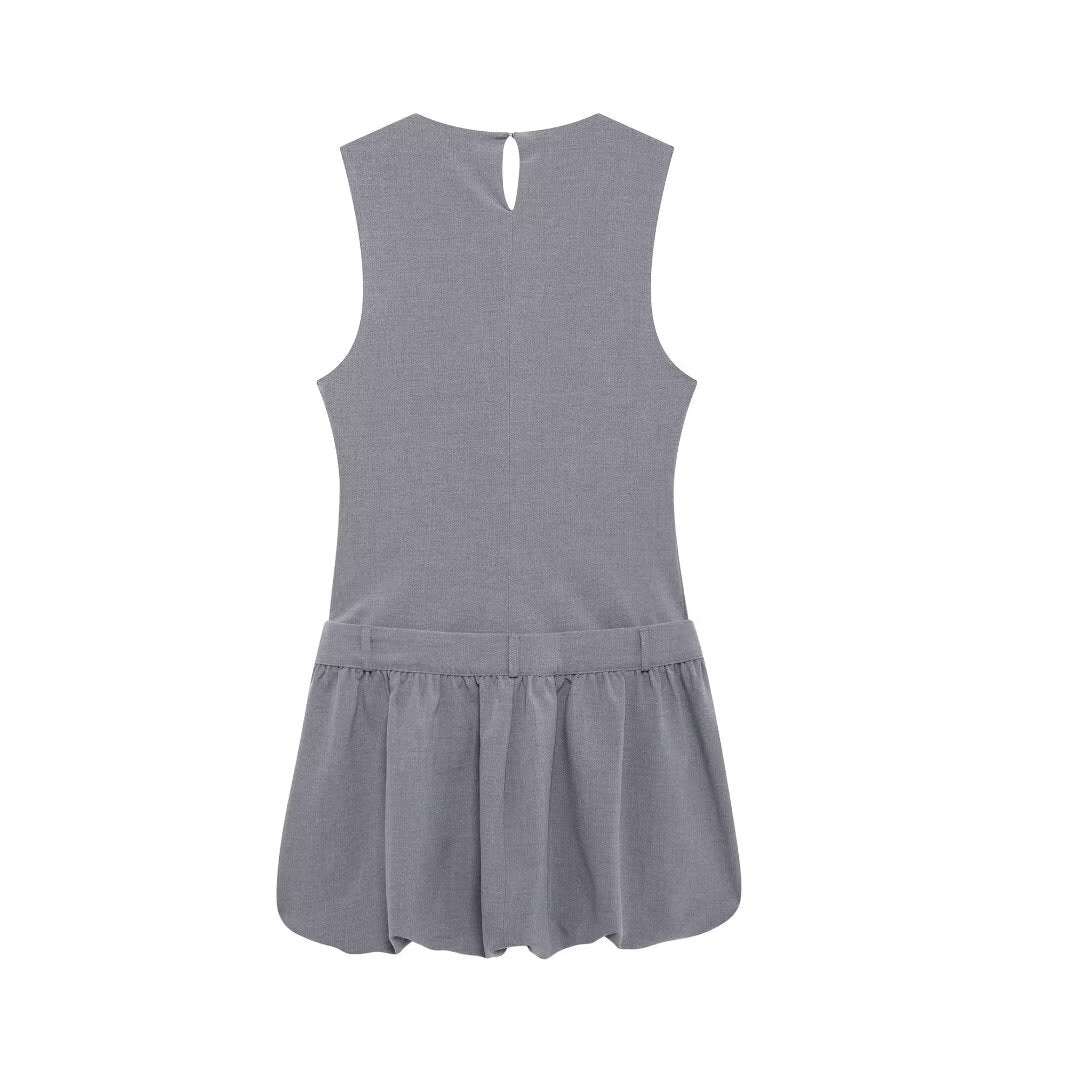 Women Wide Swing round Neck Sleeveless Short Version Dress Puffy dress by Ragazza