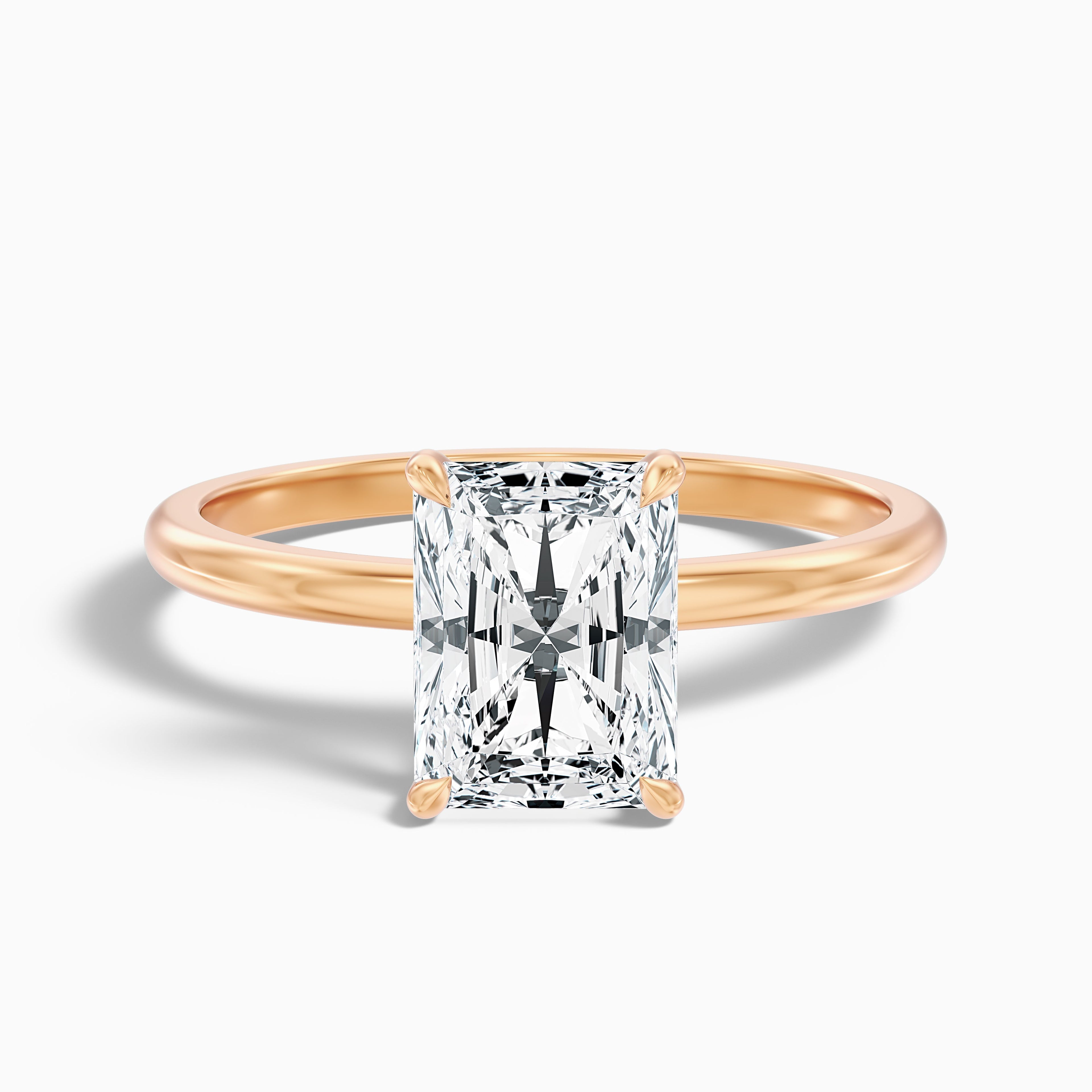 Cathy 1.5 Carat Radiant Cut Hidden Halo Moissanite Engagement Ring in 14k White Gold