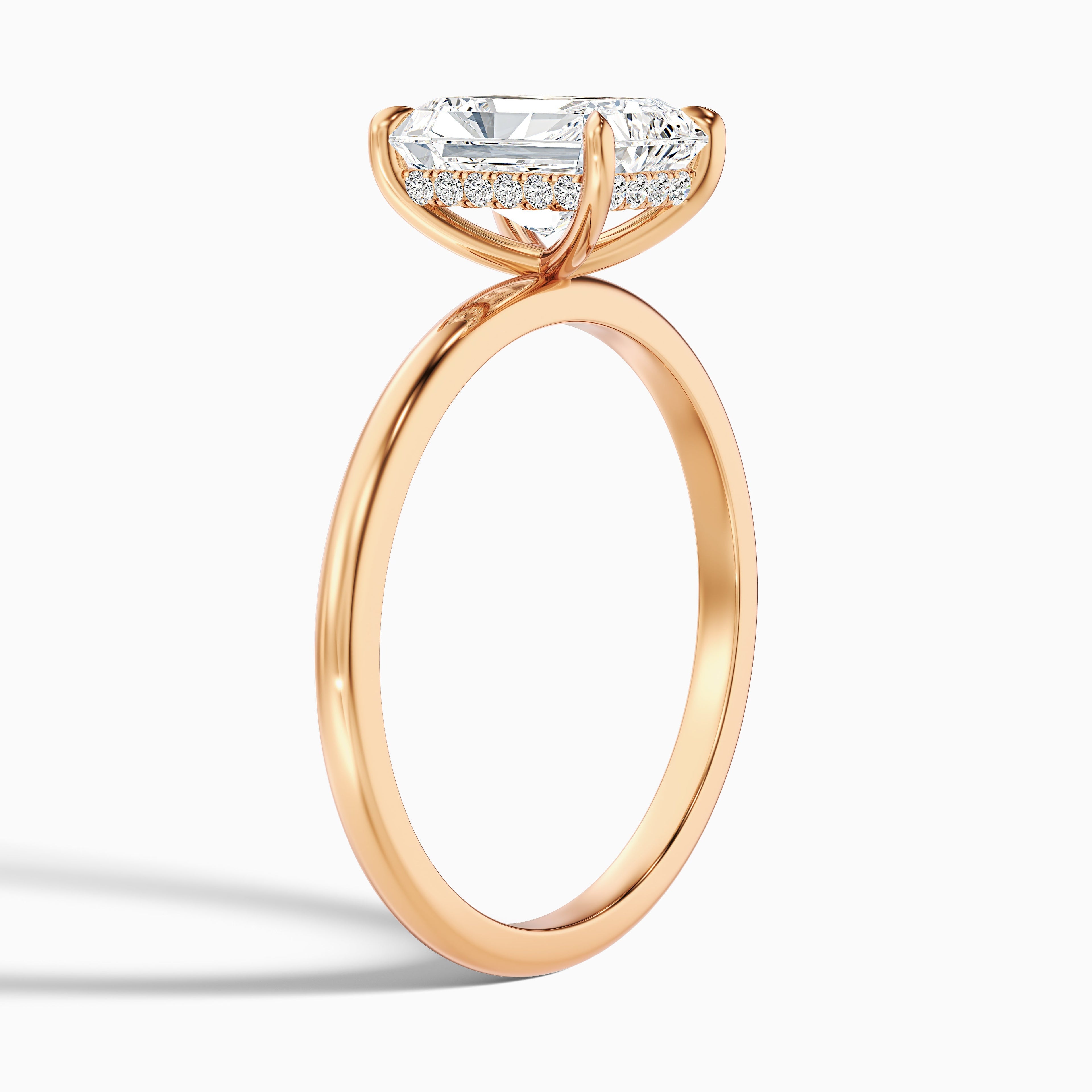 Cathy 1.5 Carat Radiant Cut Hidden Halo Moissanite Engagement Ring in 14k White Gold