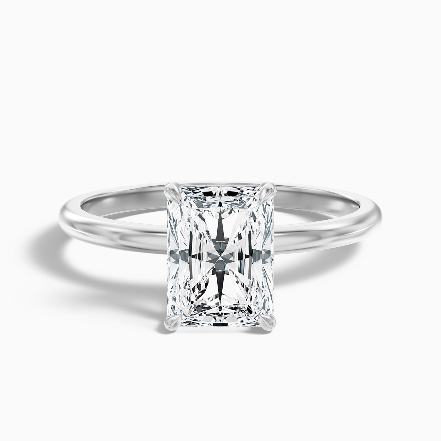 Cathy 3 Carat Radiant Cut Hidden Halo Moissanite Engagement Ring in 10k White Gold