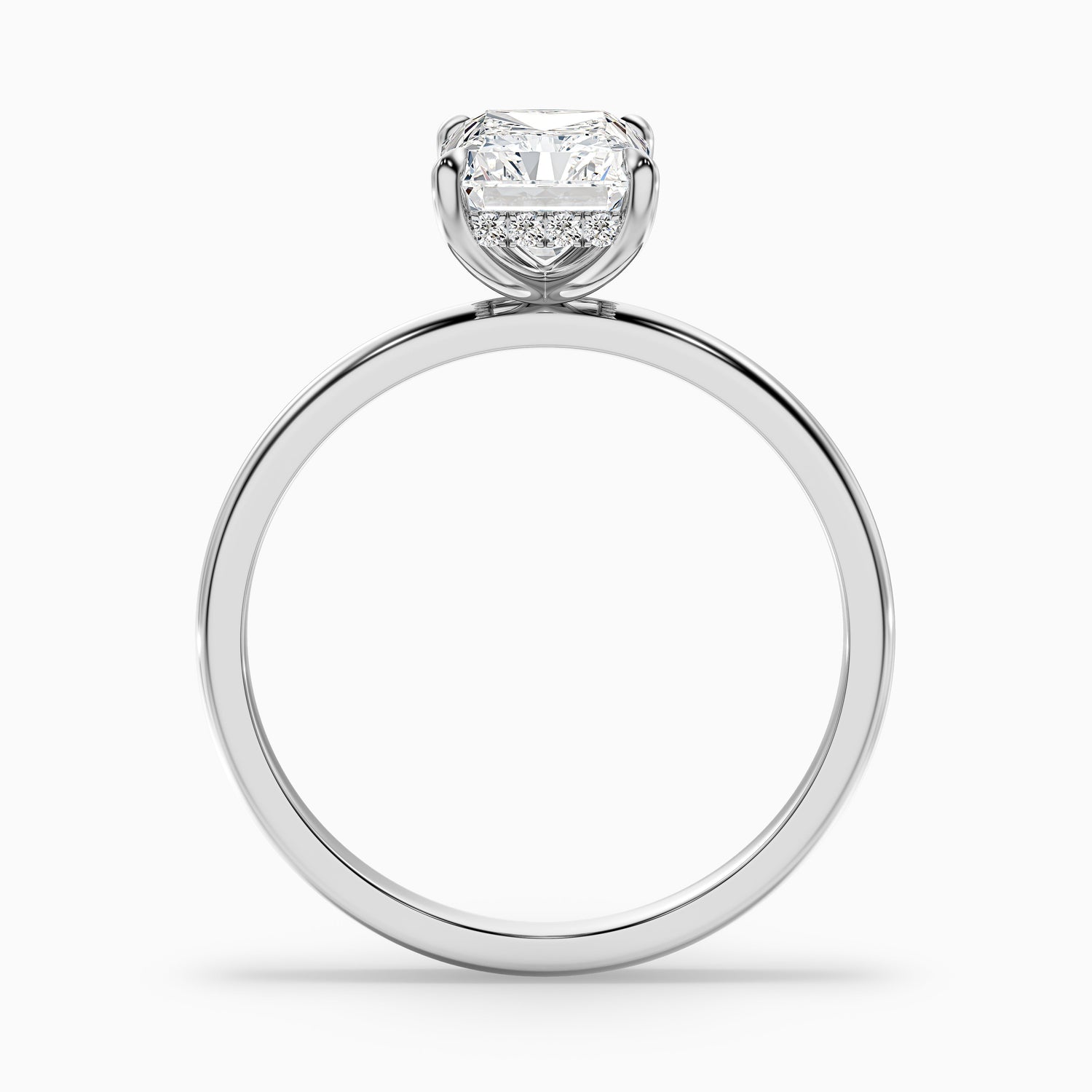 Cathy 3.5 Carat Radiant Cut Hidden Halo Moissanite Engagement Ring in 10k Rose Gold  DestGlow
