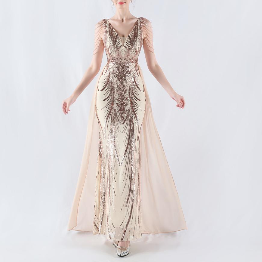 Dress Positioning Floral Sequin with Cloak Craft Beading High-End Evening Dress Annual Meeting Owner by Ragazza