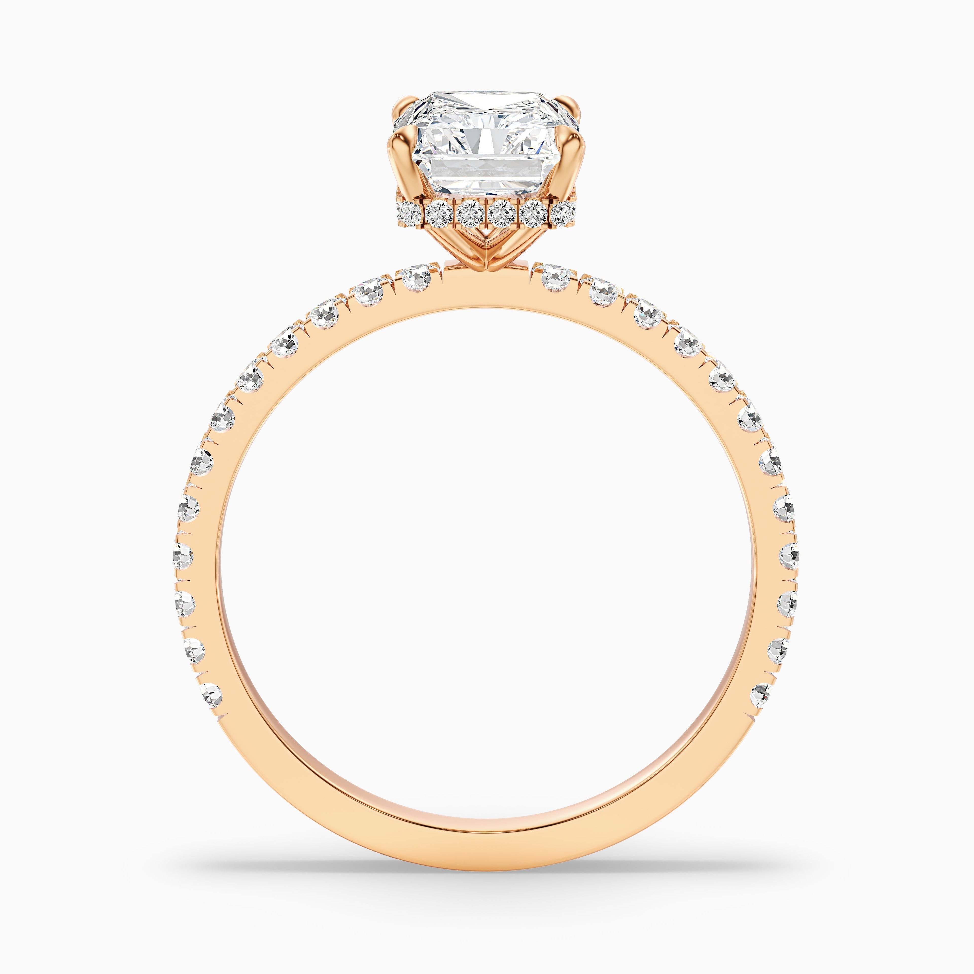Darcy 1.5 Carat Radiant Cut Hidden Halo Moissanite Engagement Ring in 925 Sterling Silver