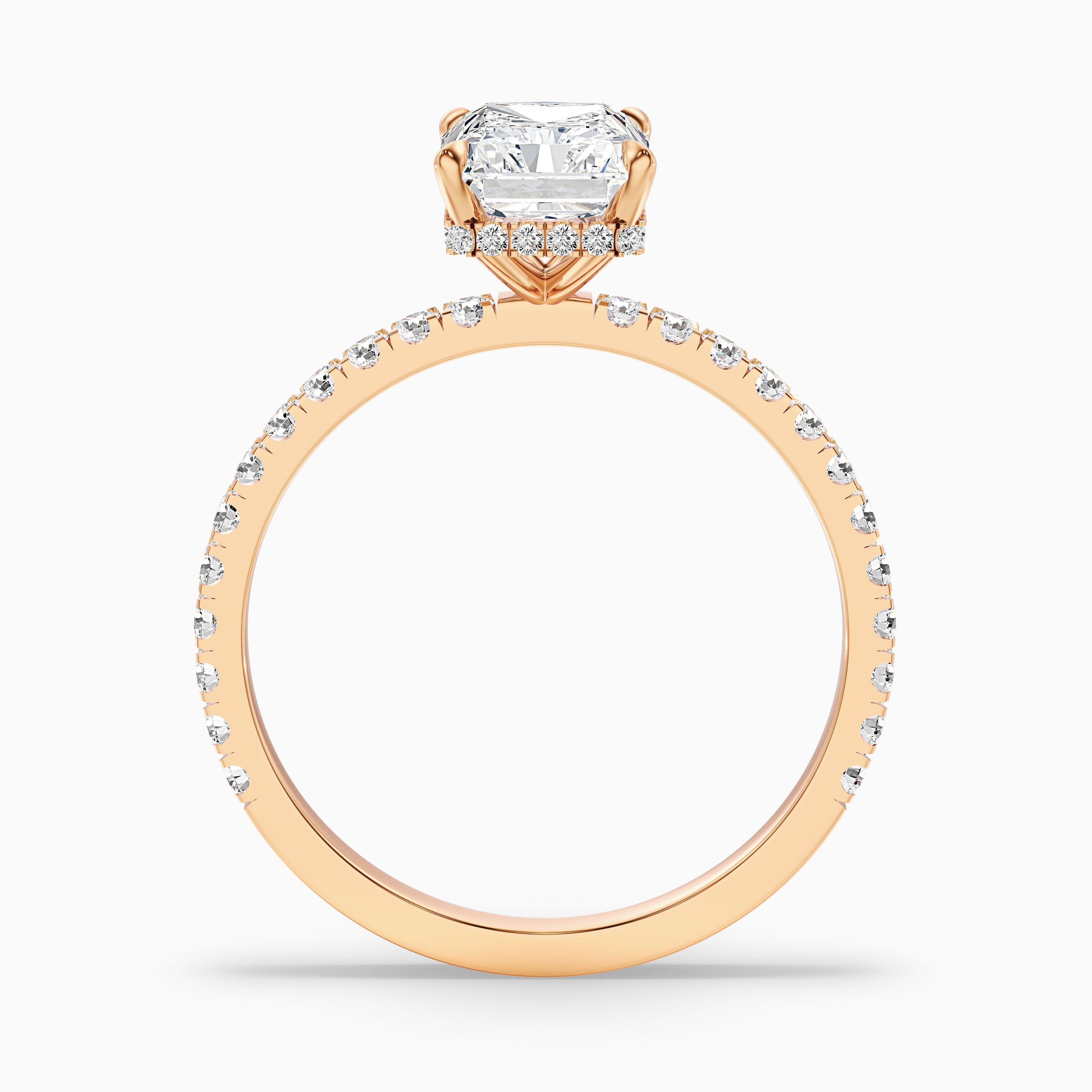 Darcy 4.5 Carat Radiant Cut Hidden Halo Moissanite Engagement Ring in 10k Rose Gold