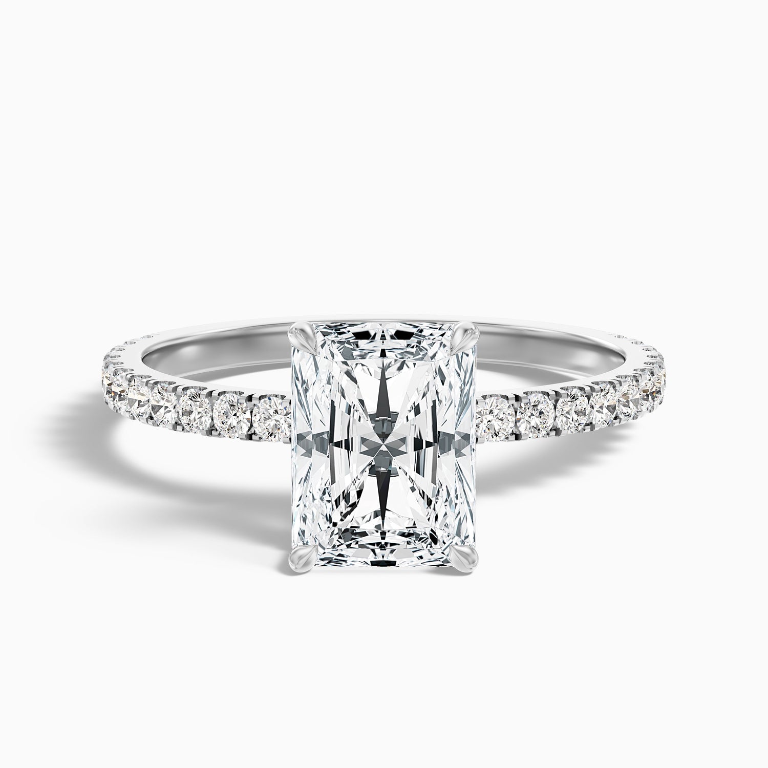 Darcy 5 Carat Radiant Cut Hidden Halo Moissanite Engagement Ring in 925 Sterling Silver