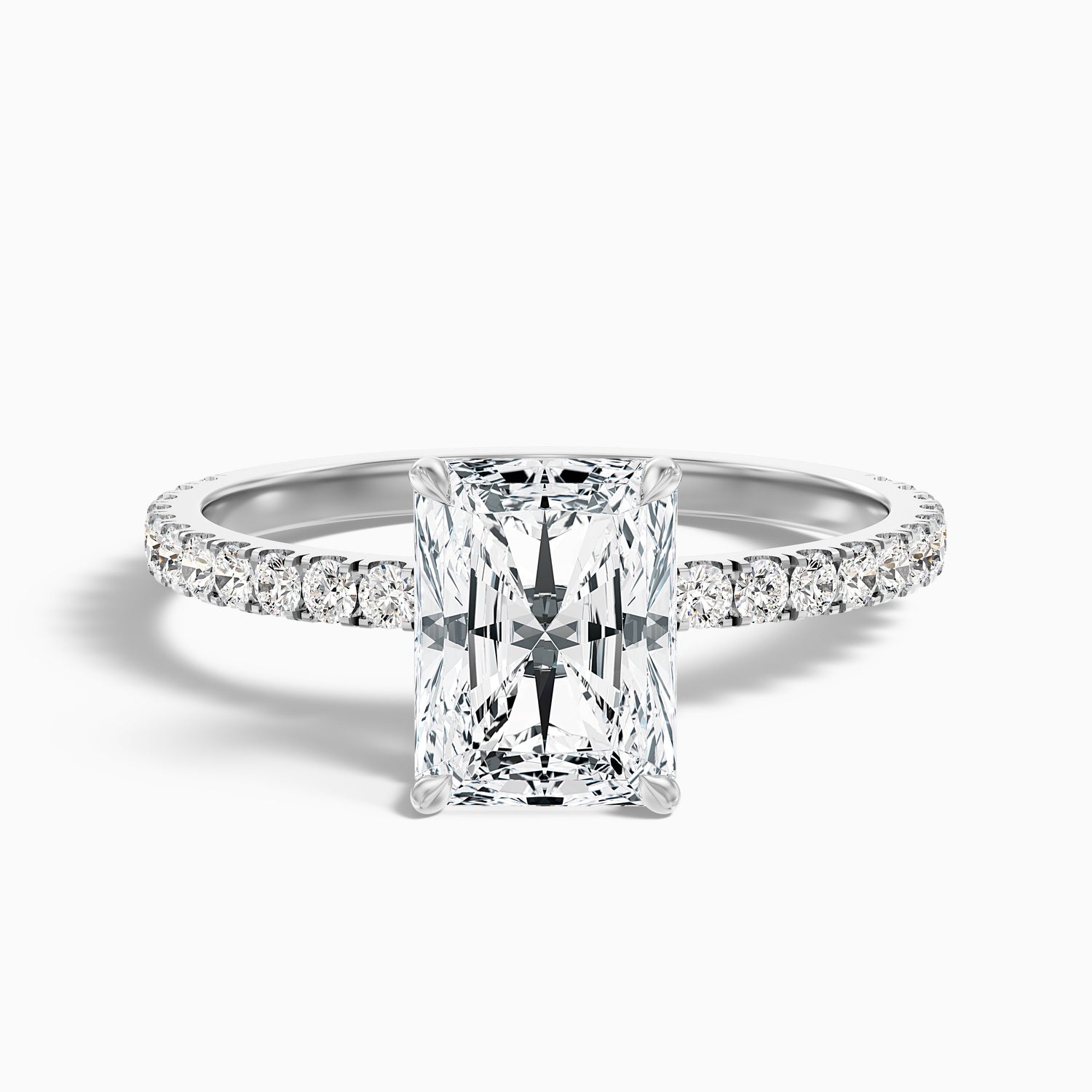 Casey 4 Carat Radiant Cut Hidden Halo Pave Lab Grown Diamond Ring in 10k White Gold