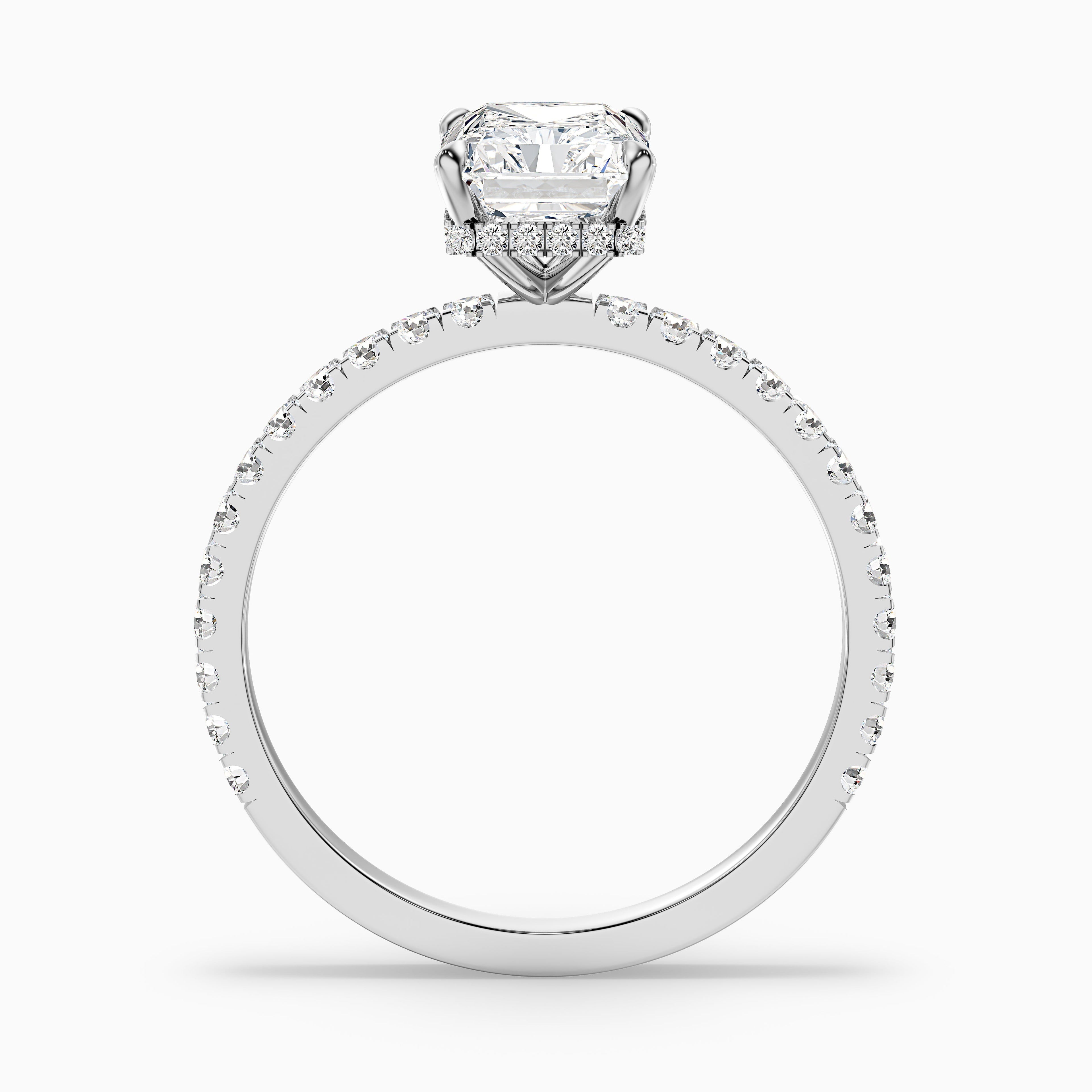 Darcy 4 Carat Radiant Cut Hidden Halo Moissanite Engagement Ring in 14k Rose Gold