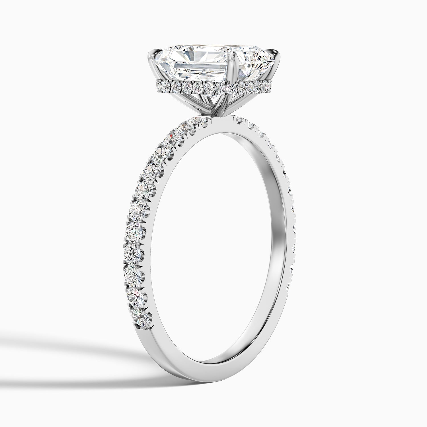 Darcy 3.5 Carat Radiant Cut Hidden Halo Moissanite Engagement Ring in 10k Rose Gold  DestGlow