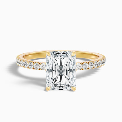 Darcy 2 Carat Radiant Cut Hidden Halo Moissanite Engagement Ring in 14k Yellow Gold