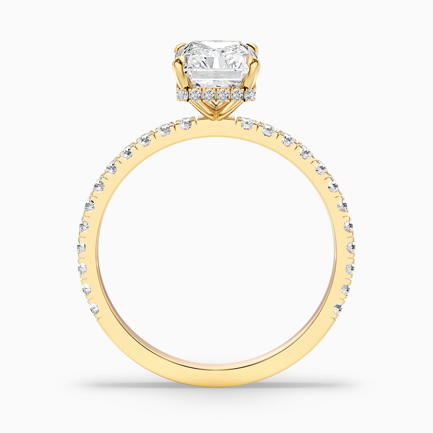 Darcy 1.5 Carat Radiant Cut Hidden Halo Moissanite Engagement Ring in 925 Sterling Silver