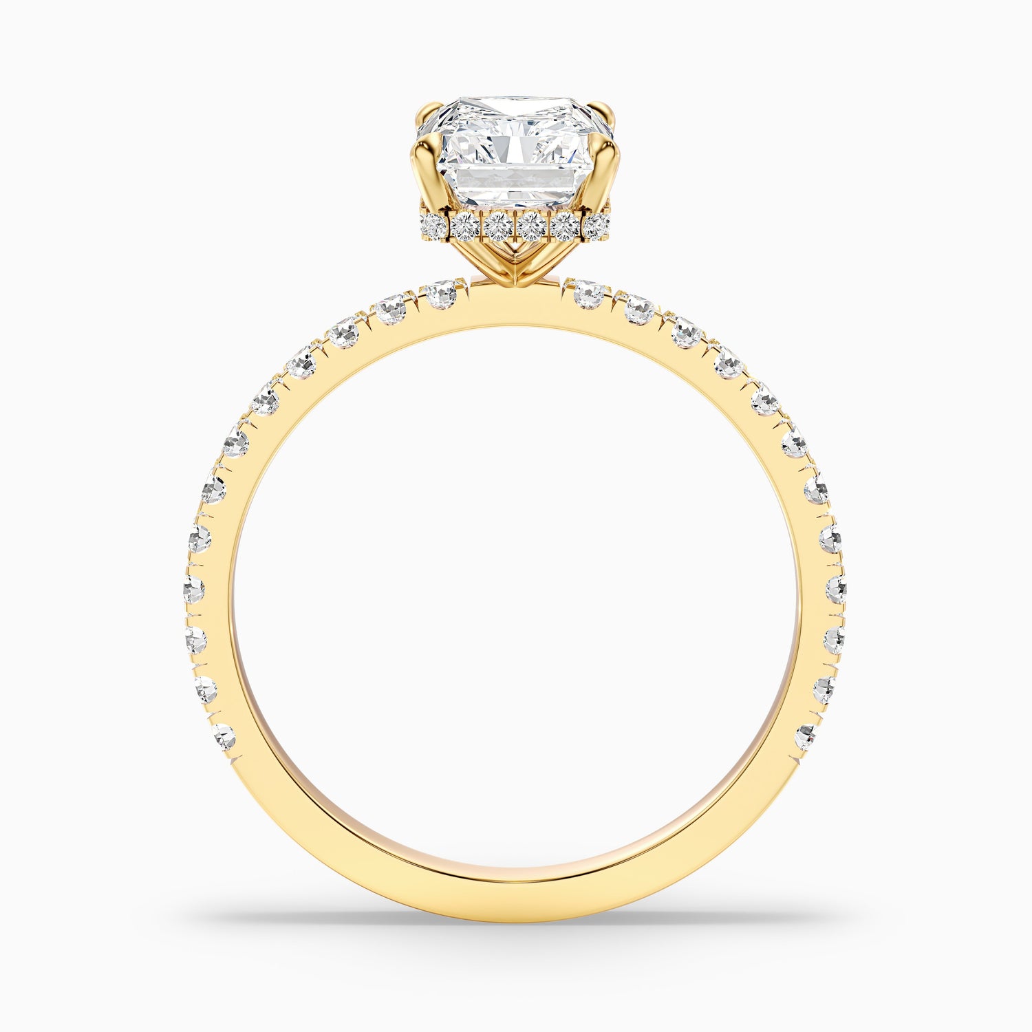 Darcy 5.5 Carat Radiant Cut Hidden Halo Moissanite Engagement Ring in 14k Rose Gold