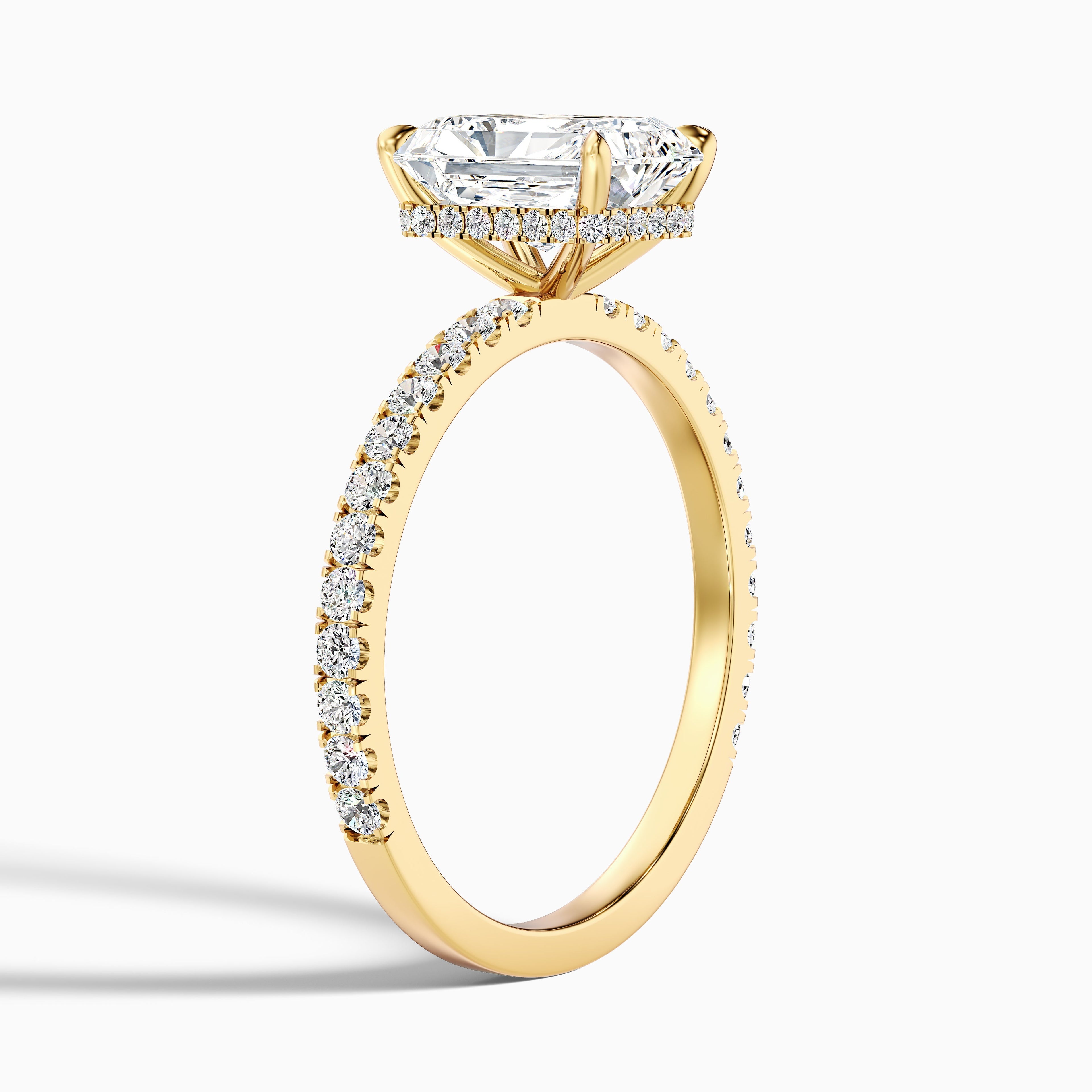 Darcy 5 Carat Radiant Cut Hidden Halo Moissanite Engagement Ring in 18k Yellow Gold  DestGlow