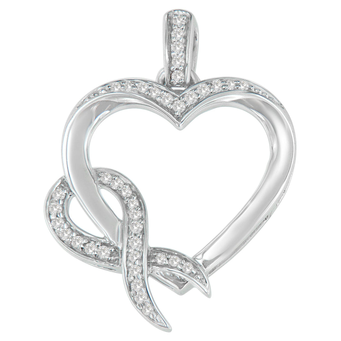 .925 Sterling Silver 1/6 cttw Diamond Heart Pendant Necklace (H-I, I1-I2) by Bids.com