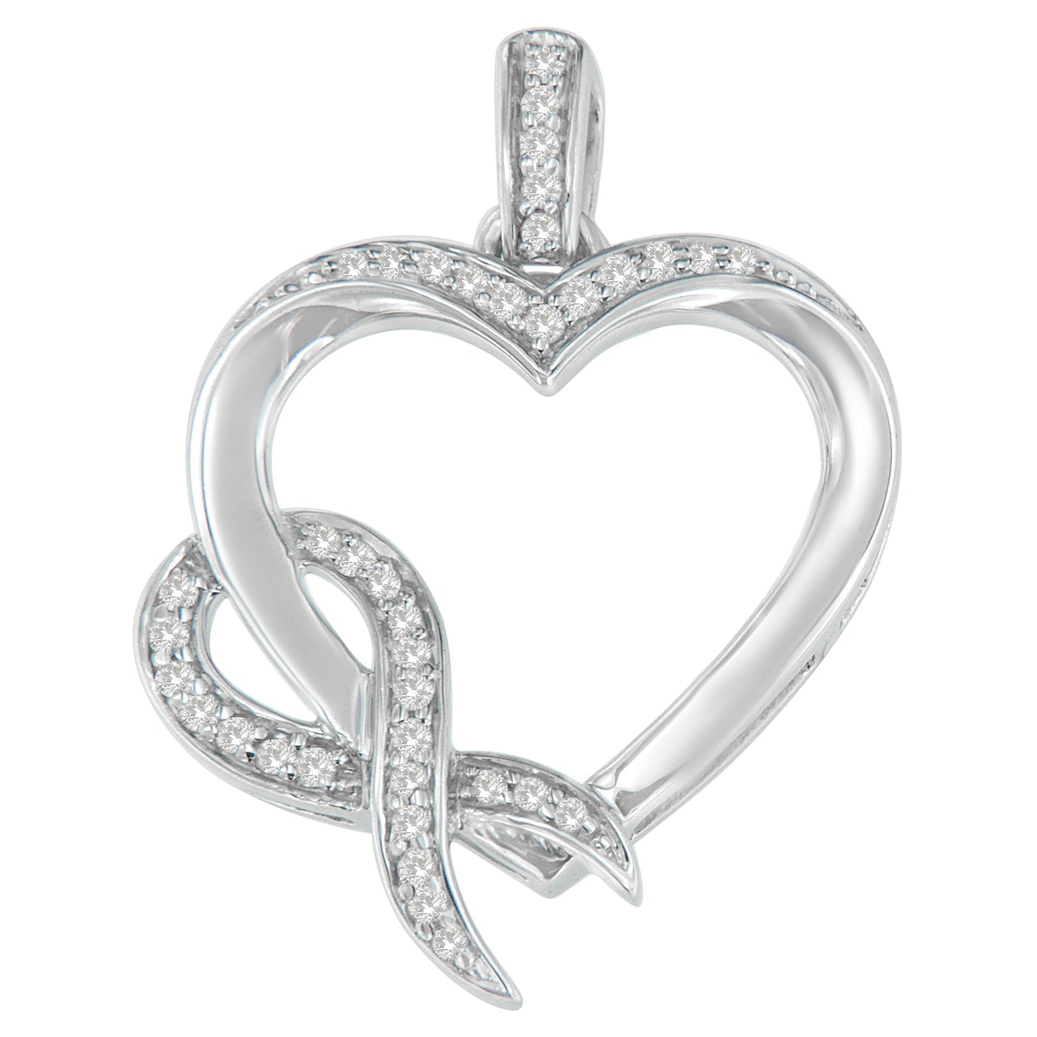 .925 Sterling Silver 1/6 cttw Diamond Heart Pendant Necklace (H-I, I1-I2) by Bids.com