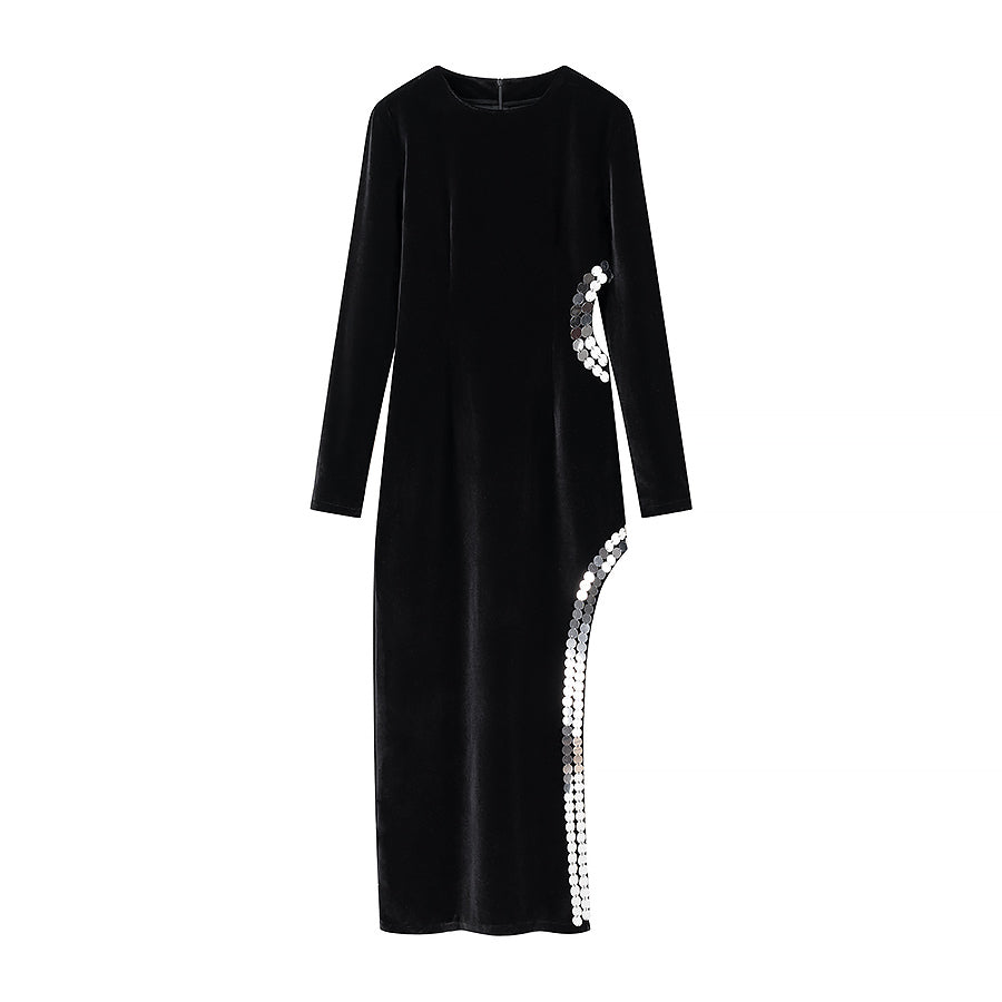 Winter Women Clothing Simple Sexy Cutout Slit Slim Fit Maxi Dress by Ragazza