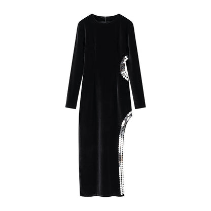Winter Women Clothing Simple Sexy Cutout Slit Slim Fit Maxi Dress by Ragazza