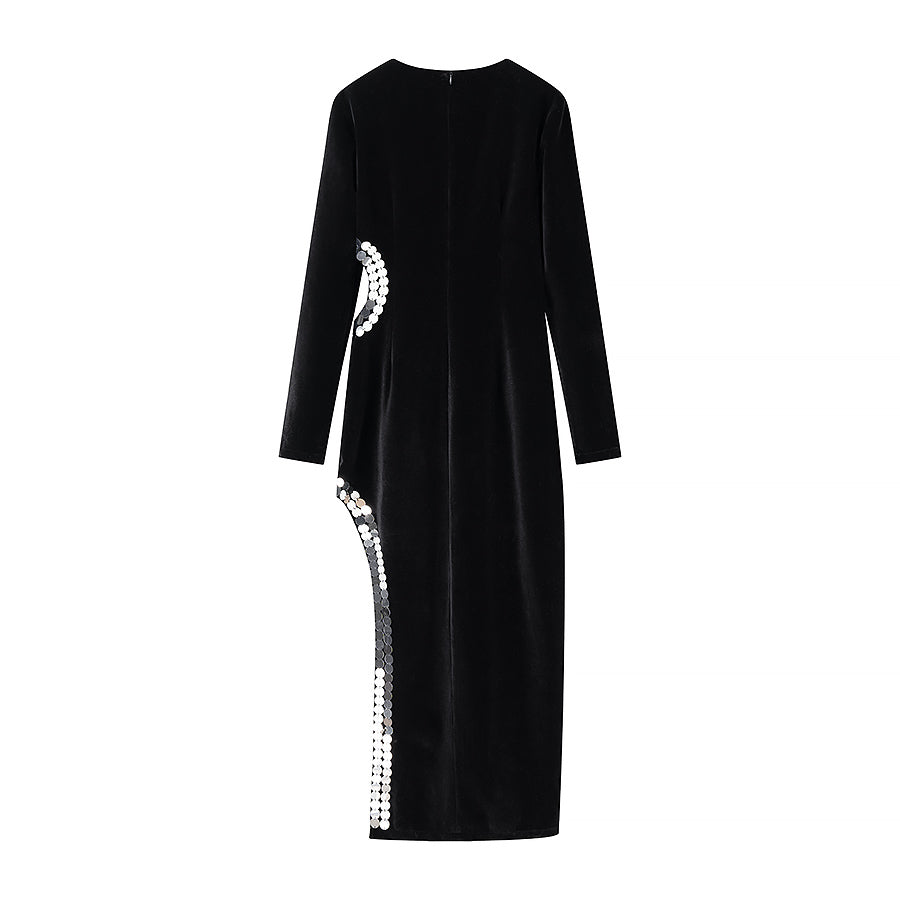 Winter Women Clothing Simple Sexy Cutout Slit Slim Fit Maxi Dress by Ragazza