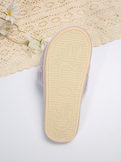 Fluffy Slippers Heart-Shaped Flat Slippers Women Home Casual Anti Rabbit Fur Cotton Slippers Women  DestGlow
