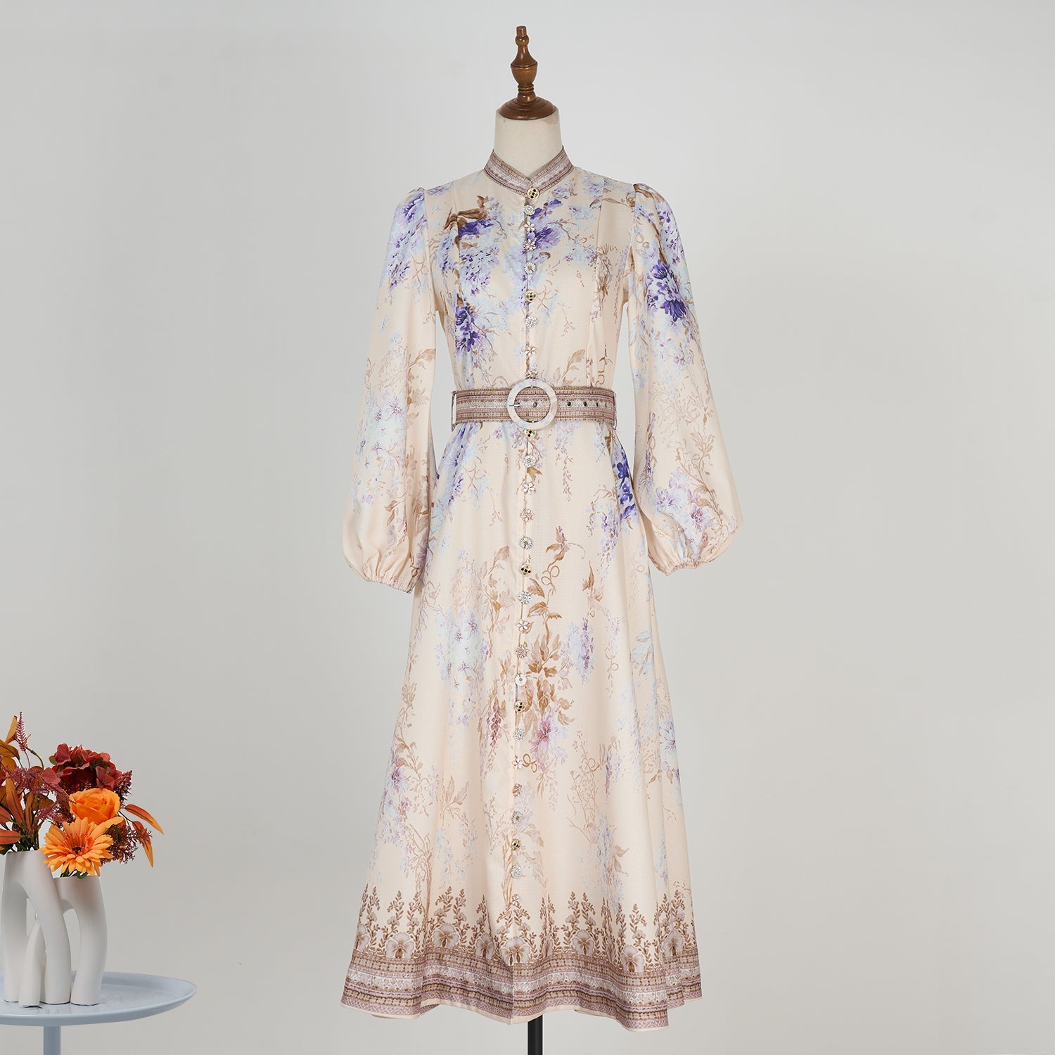 Women Spring And Autumn Printed Long Sleeve Elegant Dress by Ragazza