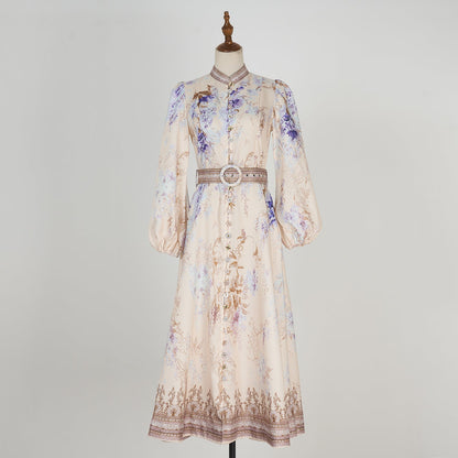 Women Spring And Autumn Printed Long Sleeve Elegant Dress by Ragazza