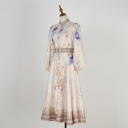 Women Spring And Autumn Printed Long Sleeve Elegant Dress by Ragazza