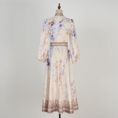 Women Spring And Autumn Printed Long Sleeve Elegant Dress by Ragazza