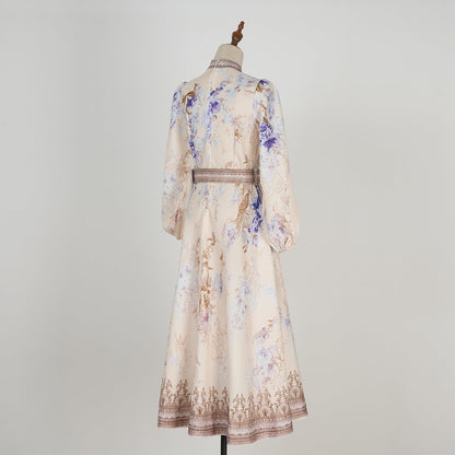 Women Spring And Autumn Printed Long Sleeve Elegant Dress by Ragazza