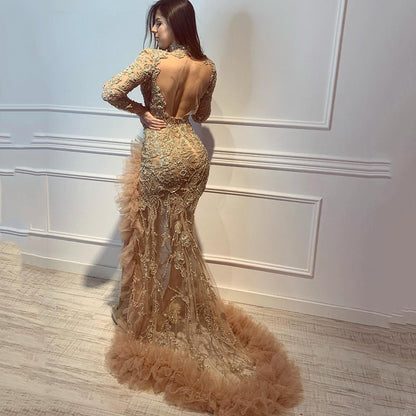 Women Dress Sexy Cocktail Elegant Mesh Long Fish Tail Evening Dress Women by Ragazza