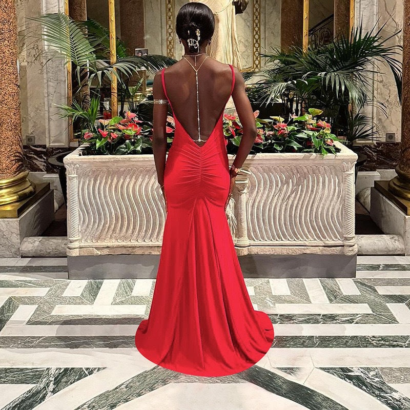 Women Clothing Camisole off Neck Sexy Backless Slim Fit Maxi Dress by Ragazza