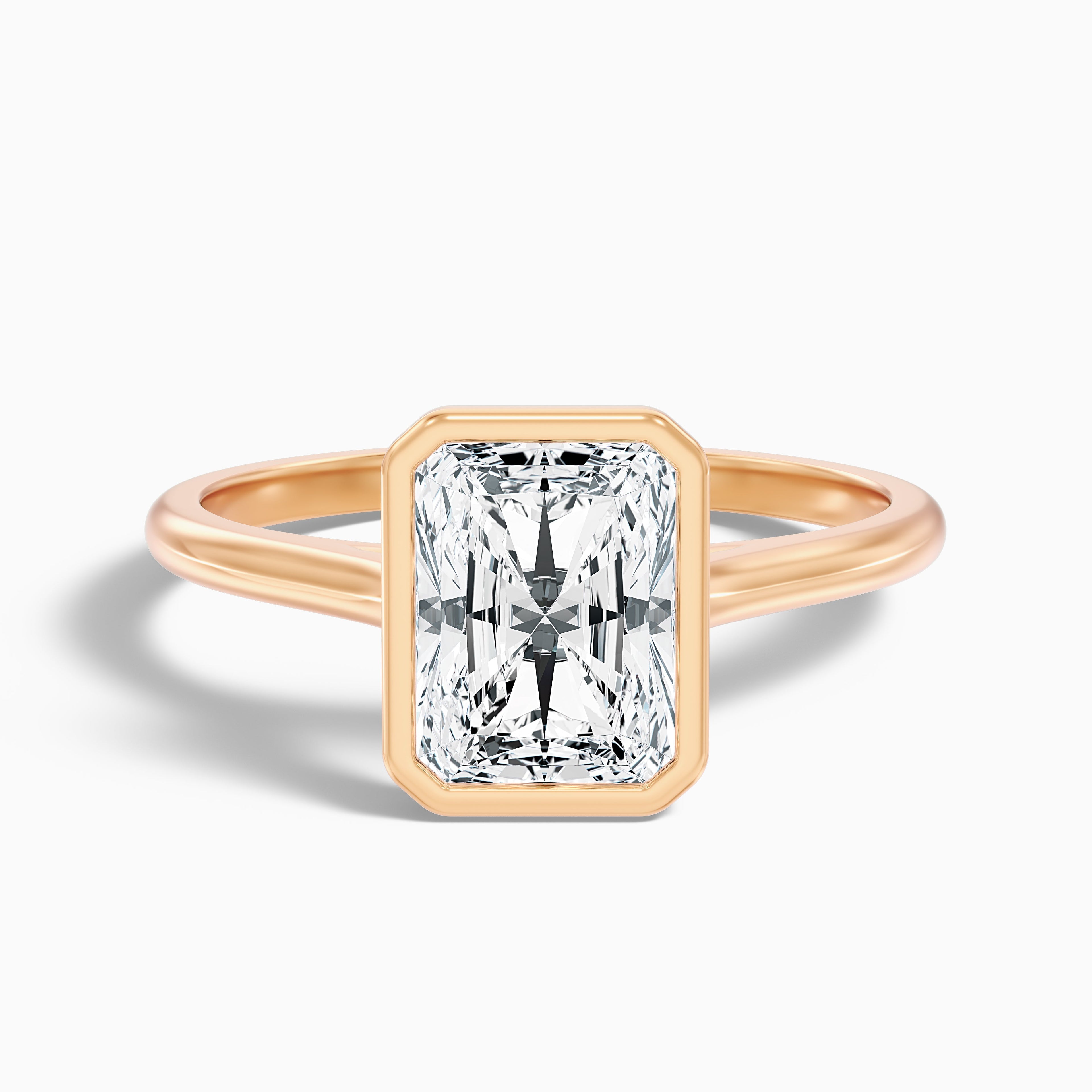 Erika 4 Carat Radiant Cut Bezel Set Lab Grown Diamond Ring in 10k White Gold