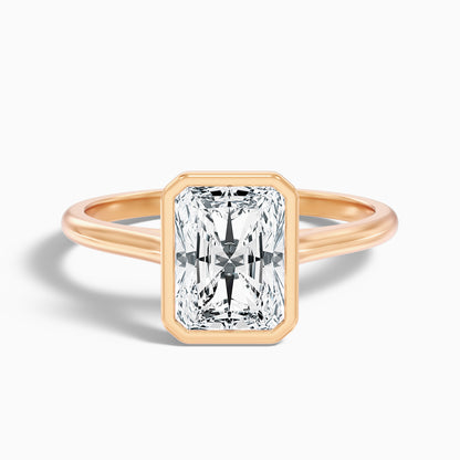 Erika 4 Carat Radiant Cut Bezel Set Lab Grown Diamond Ring in 10k White Gold