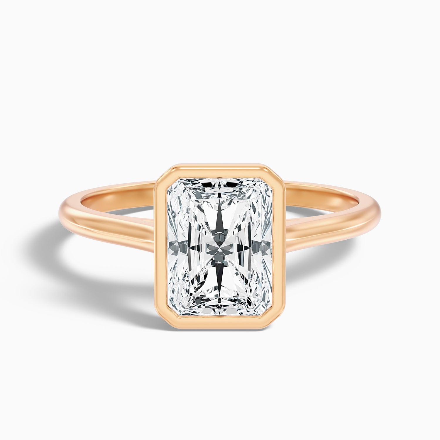 Erika 3 Carat Radiant Cut Bezel Set Lab Grown Diamond Ring in 18k Yellow Gold