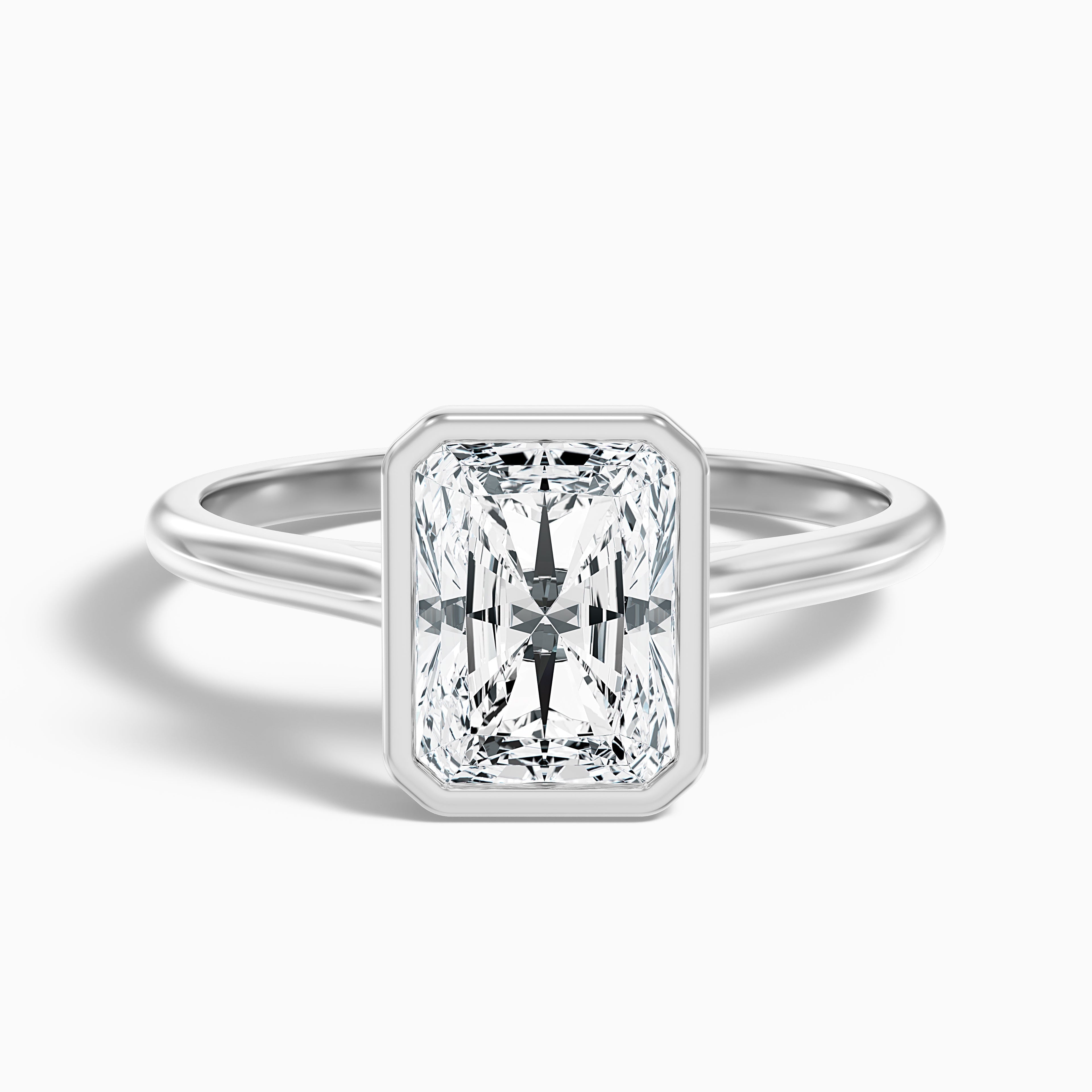 Erika 1.5 Carat Radiant Cut Bezel Set Lab Grown Diamond Ring in 14k Yellow Gold