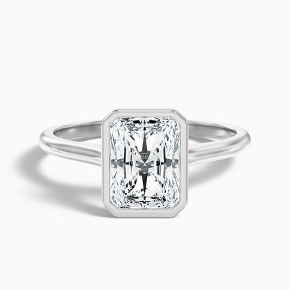 Emery 5.5 Carat Radiant Cut Bezel Set Solitaire Moissanite Engagement Ring in 14k Yellow Gold
