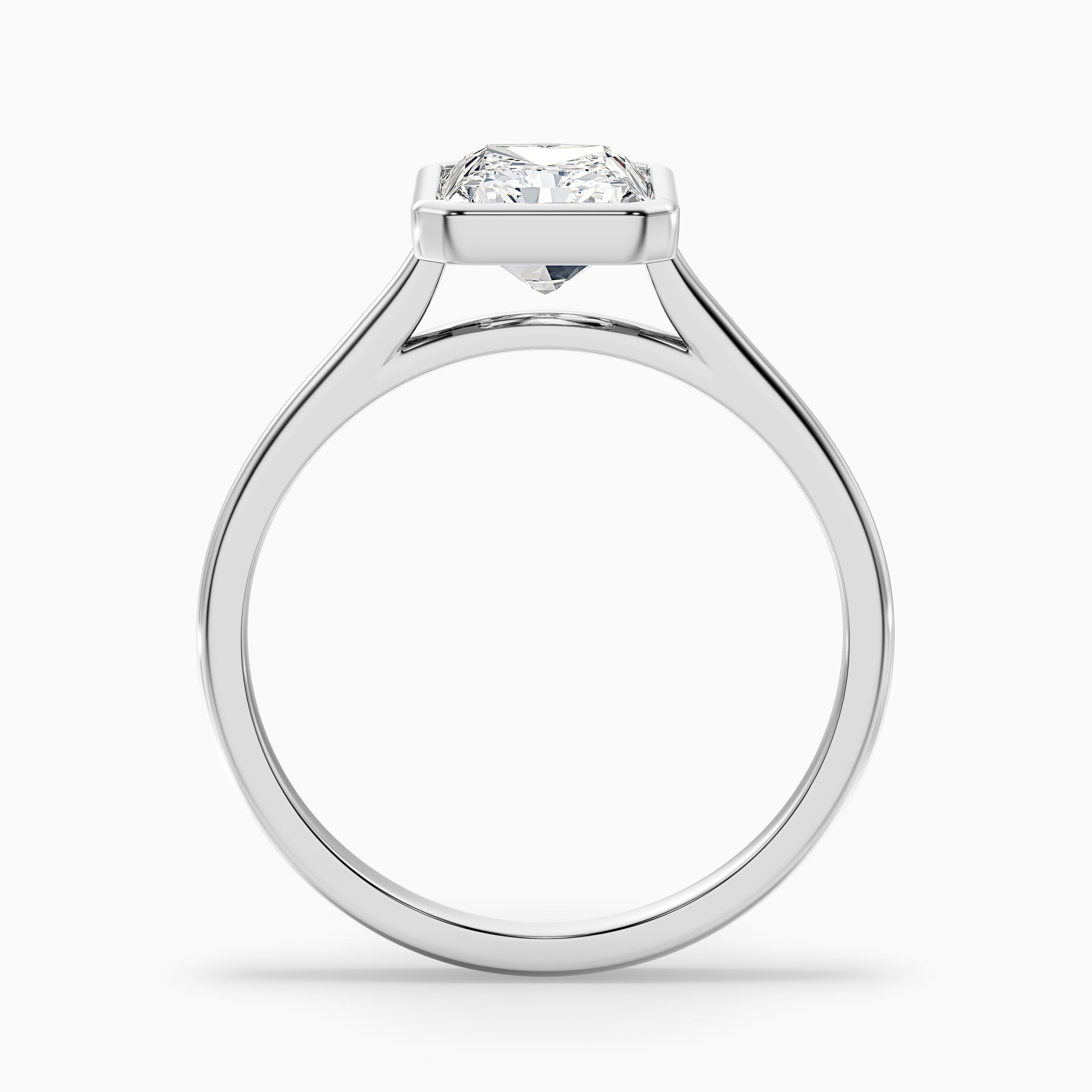 Emery 1 Carat Radiant Cut Bezel Set Solitaire Moissanite Engagement Ring in 18k Rose Gold