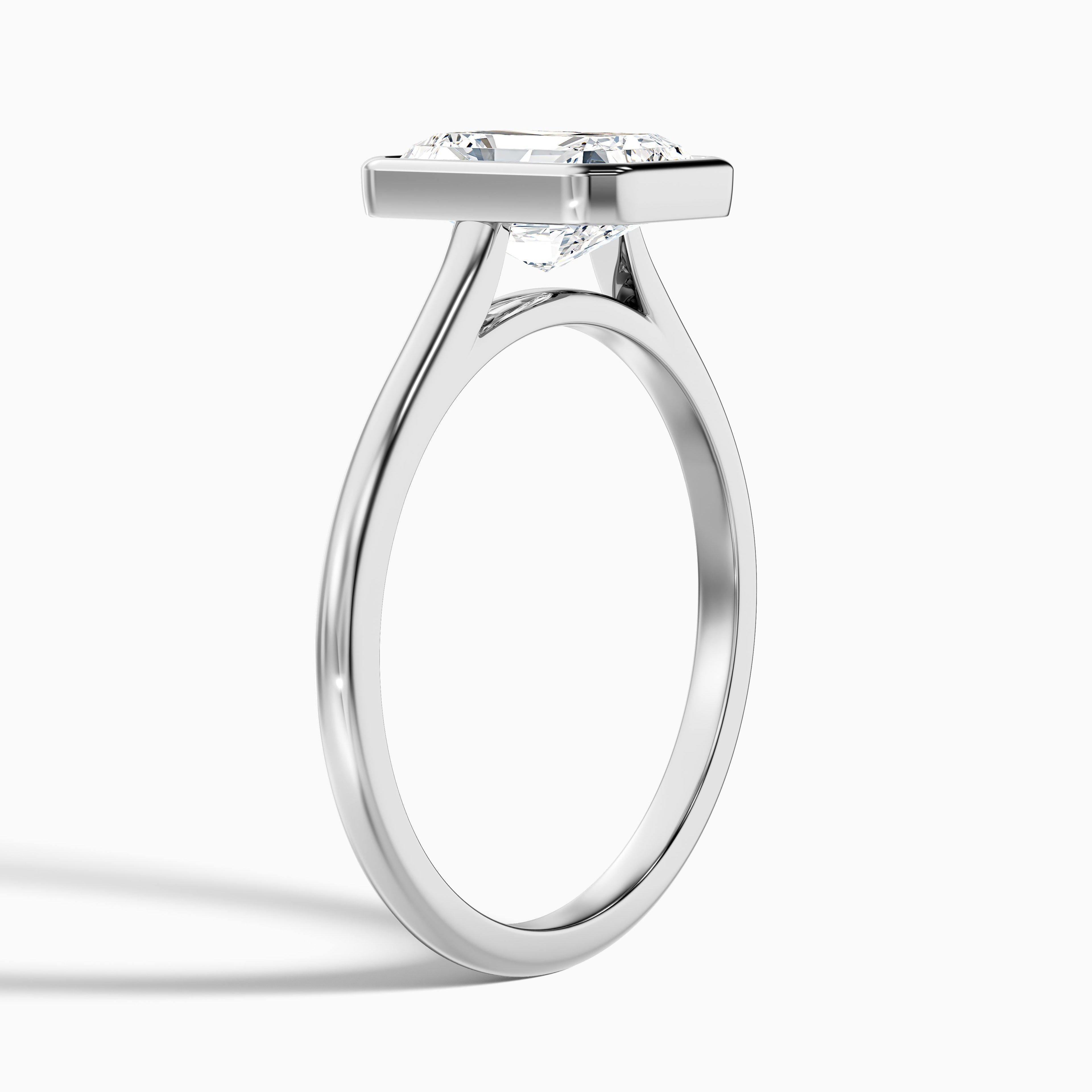 Erika 4.5 Carat Radiant Cut Bezel Set Lab Grown Diamond Ring in 10k White Gold