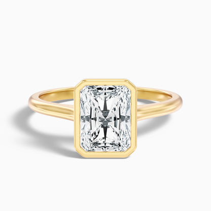 Erika 4 Carat Radiant Cut Bezel Set Lab Grown Diamond Ring in 14k Rose Gold