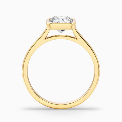 Emery 3.5 Carat Radiant Cut Bezel Set Solitaire Moissanite Engagement Ring in 18k Yellow Gold