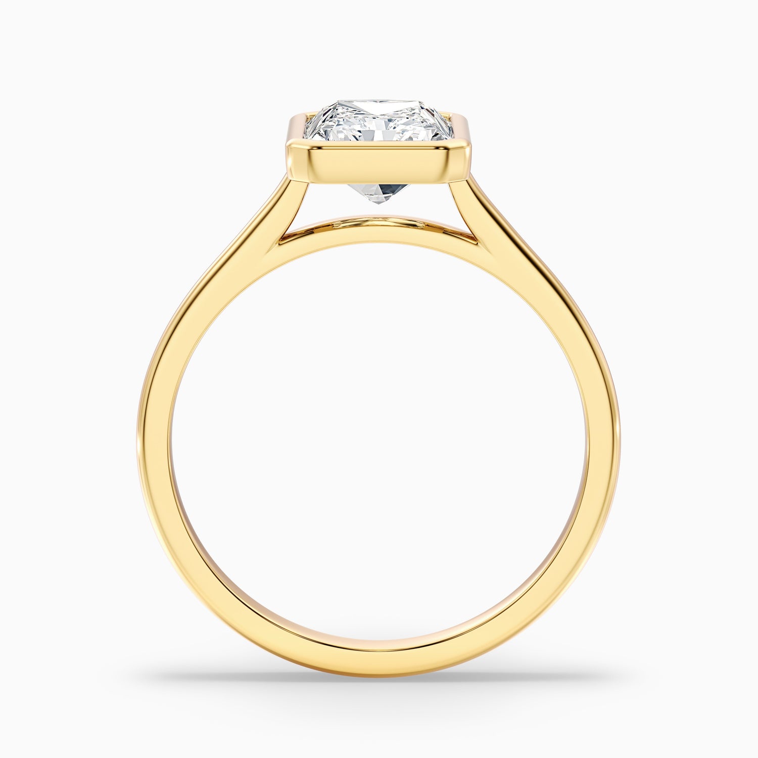 Emery 5.5 Carat Radiant Cut Bezel Set Solitaire Moissanite Engagement Ring in 10k Rose Gold
